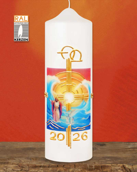 Tischkerze "Moses" 225 x 70 mm mit Jahreszahl