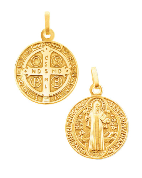 Benediktusmedaille Gold 333, 16 mm