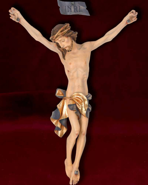 Christuskorpus mit INRI Fiberglas coloriert 60 cm - AUSSEN