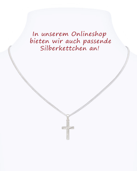 Kreuz Anhänger strukturiert 12 mm x 18 mm 925 Silber