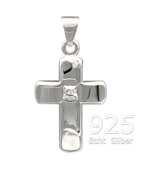 Kreuz Anhänger m. Stein 11 x 16 mm 925 Silber