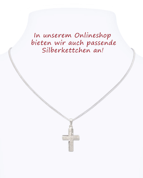 Kreuz Anhänger matt strukturiert 15 x 20 mm 925 Silber