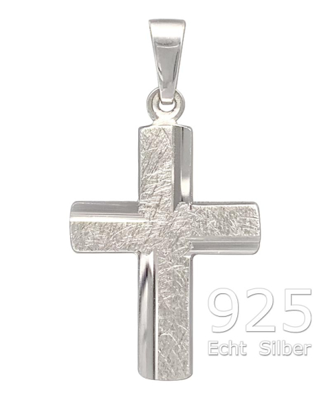 Kreuz Anhänger matt strukturiert 15 x 20 mm 925 Silber
