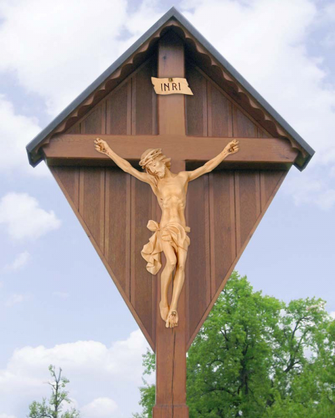 Christus - Corpus Fiberglas in Holzton 90 cm - Aussen