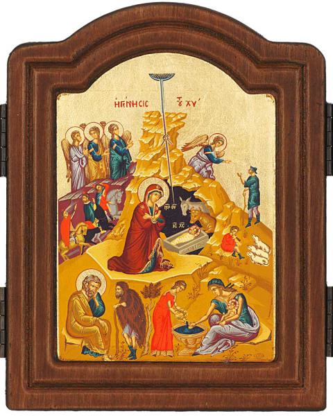 Ikone Triptychon "Geburt Christi", Siebdruck