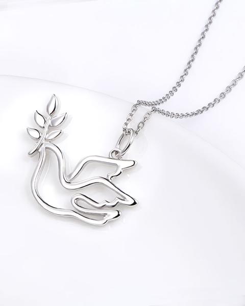 Kette mit Anhänger Taube 925 Sterling Silber 18 x 25 mm