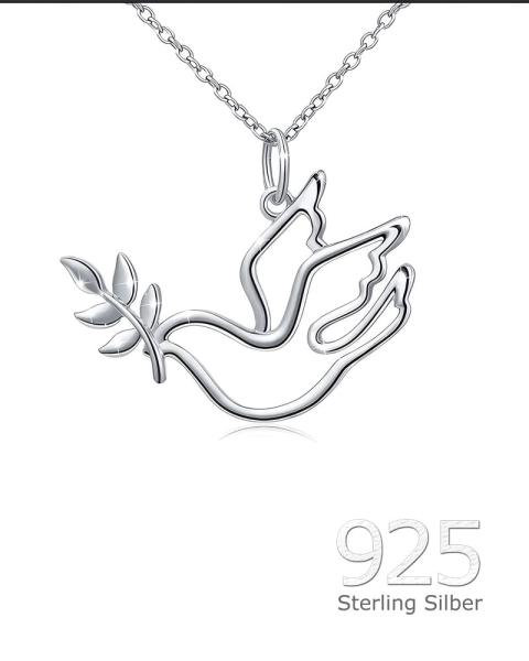 Kette mit Anhänger Taube 925 Sterling Silber 18 x 25 mm