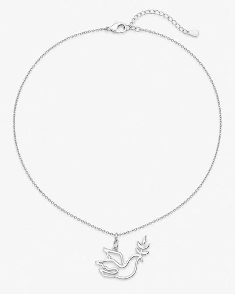 Kette mit Anhänger Taube 925 Sterling Silber 18 x 25 mm
