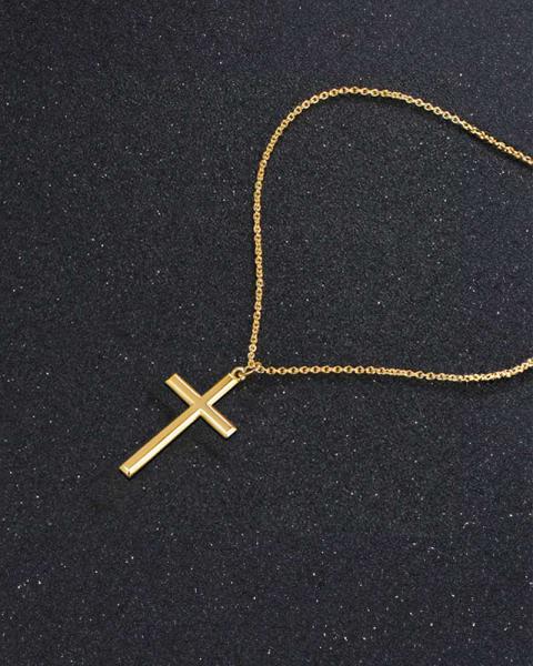 Kette mit Kreuzanhänger 925 Sterling Silber-vergoldet