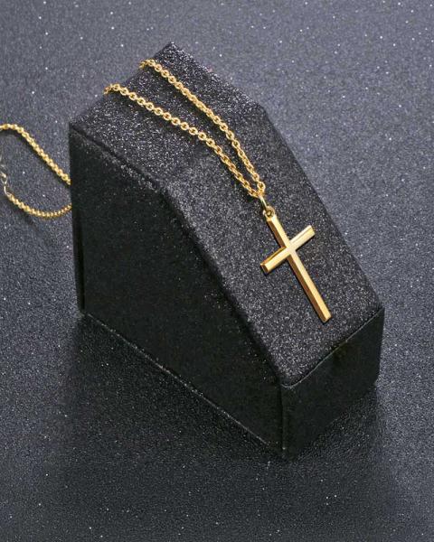 Kette mit Kreuzanhänger 925 Sterling Silber-vergoldet