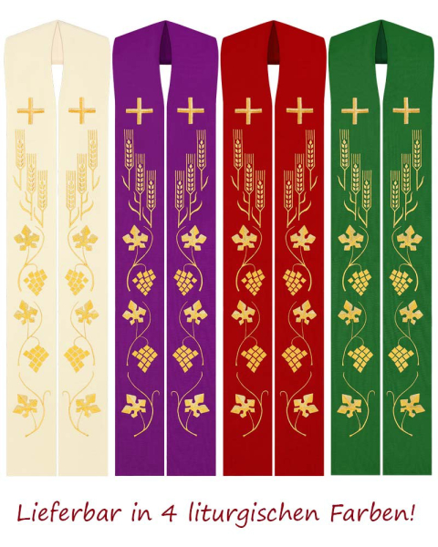 Stola Eucharistie 135 cm grün, vollflächiges Design