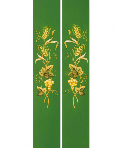 Stola grün Trauben und Ähren bestickt 160 cm lang
