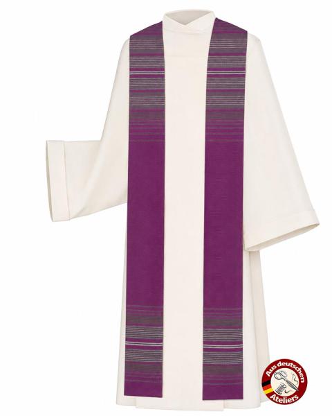 Stola violett Streifeneinwebe, silberne Lurexeinwebe 150 cm