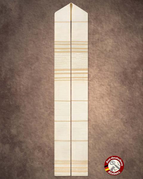 Priesterstola beige und gold, Handwebstoff 150 cm lang