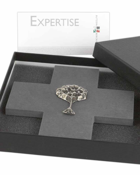 Schieferkreuz 14 x 14 cm mit Lebensbaumplakette