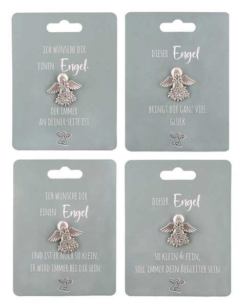 Anstecker Engel Set 4 Stück 3 x 3 cm mit Sprüchen