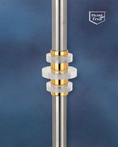 Standleuchter 70 cm Plexi Edelstahl & Messing