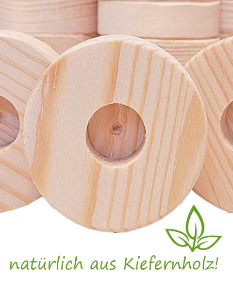 Holzleuchter Buche natur 40 mm Ø, 14 mm hoch