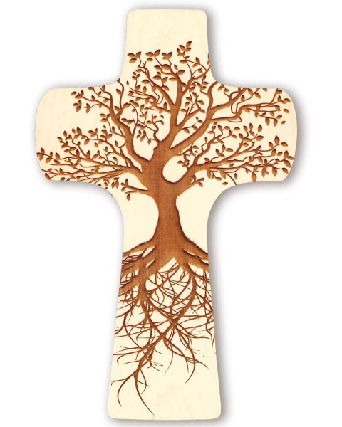 Wandkreuz aus Zirbenholz "Lebensbaum" 9 x 15 cm