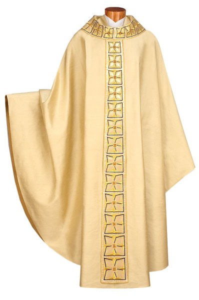 Kasel gotisch, aus goldener Seide