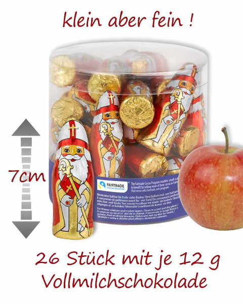 26 Stück Nikolaus aus Schokolade 12 Gramm