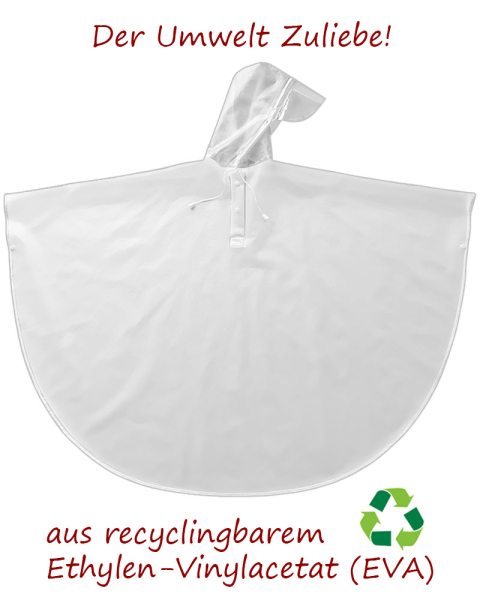 Regencape transparent L Druckknöpfe, Kapuze 110 cm