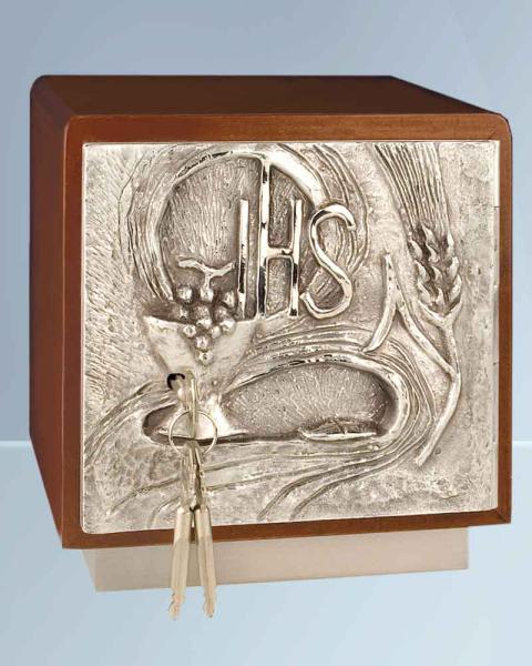 Tabernakel Türrelief IHS Holzkorpus 20x18x18 cm