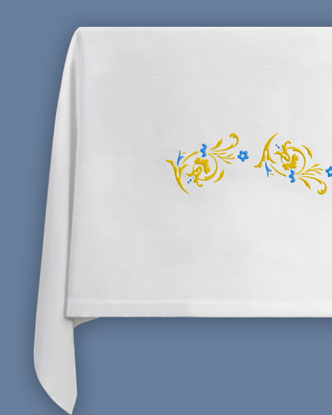 Altardecke Leinen 300 x 160 cm mit Mariensymbol