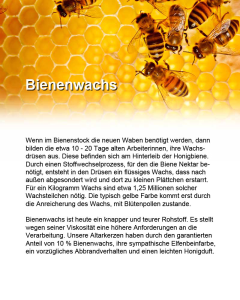 Altarkerze 300 x 90 mm 10% Bienenwachs