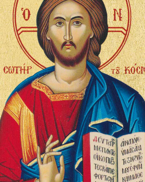 Ikone 7 x 10 cm, Christus Pantokrator mit offenem Buch