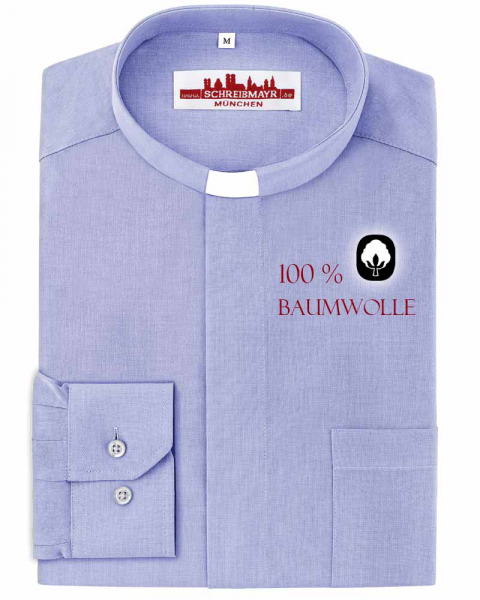 Collarhemd Oxford Hellblau Langarm