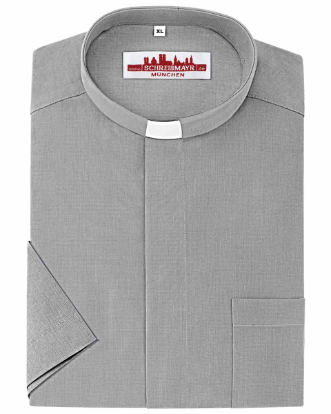 Collarhemd XL Einzelstück Oxford Hellgrau Halbarm