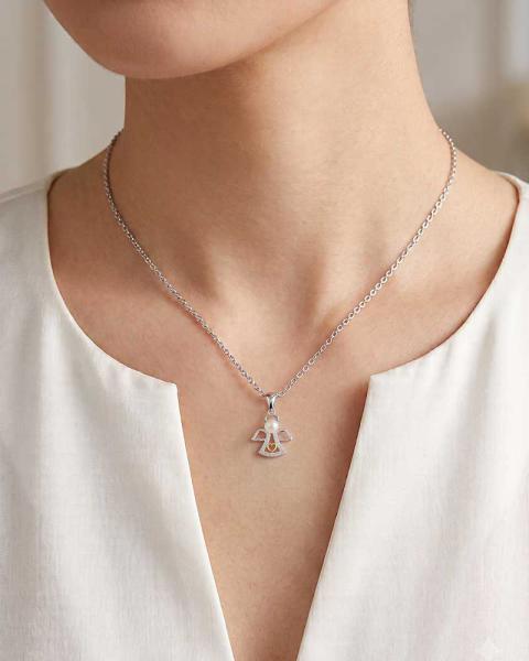 Schutzengelanhänger 925 Sterling Silber mit Perle