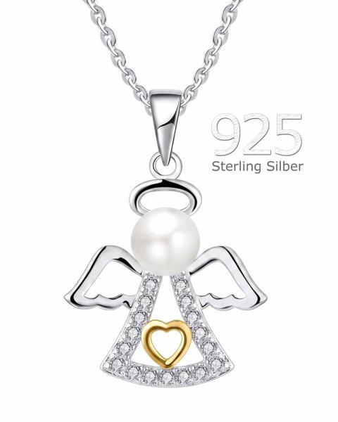 Schutzengelanhänger 925 Sterling Silber mit Perle