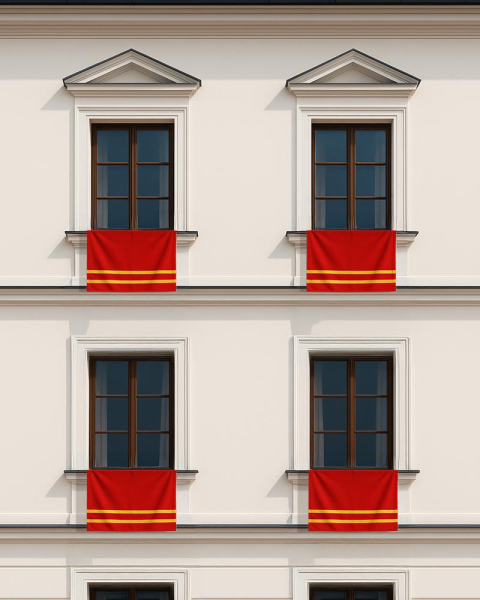 Fenstertuch mit Bindebändchen