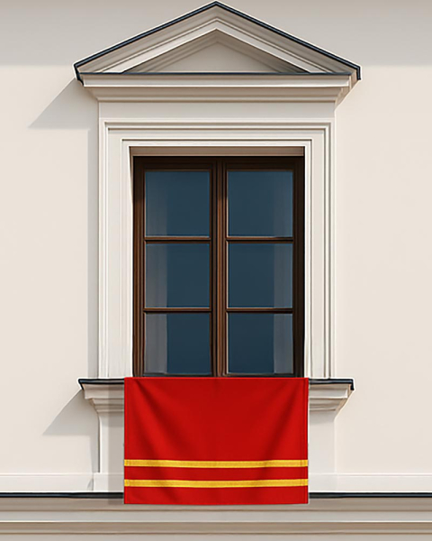 Fenstertuch mit Bindebändchen