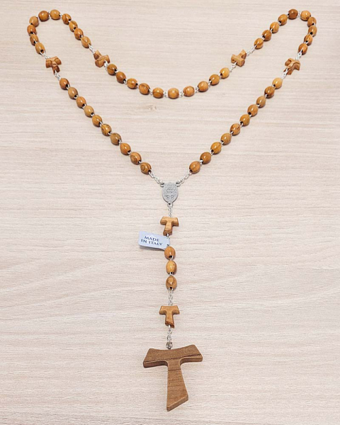 Rosenkranz Franziskus Taukreuz Olivenholz