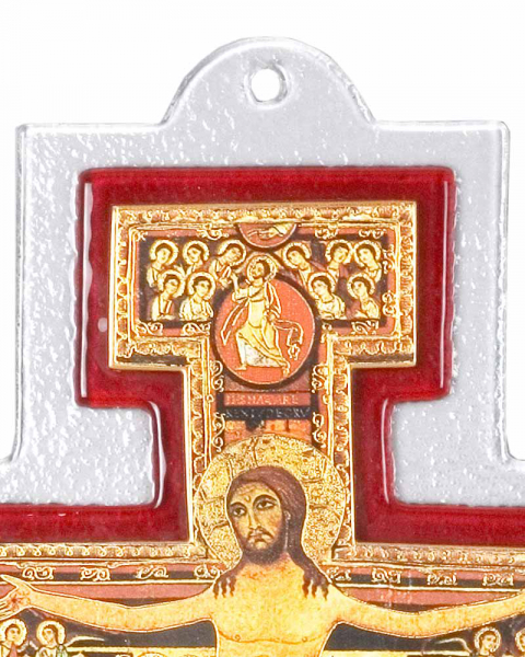 Franziskuskreuz aus Glas, 12 x 17 cm