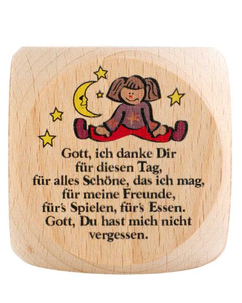 Prayer cube with German evening prayers