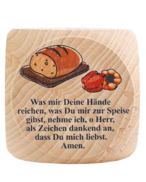 Gebetswürfel Tischgebete   Buche Natur 5,5 x 5,5 cm