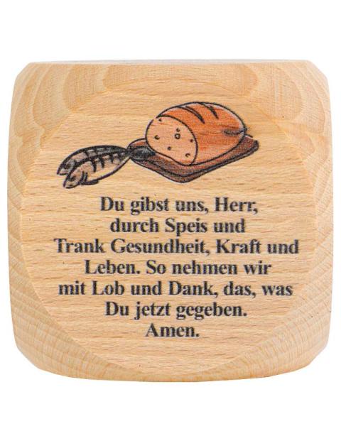 Gebetswürfel Tischgebete   Buche Natur 5,5 x 5,5 cm