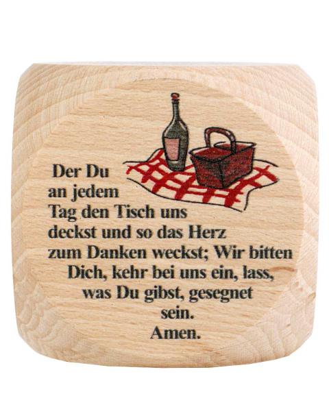 Gebetswürfel Tischgebete   Buche Natur 5,5 x 5,5 cm