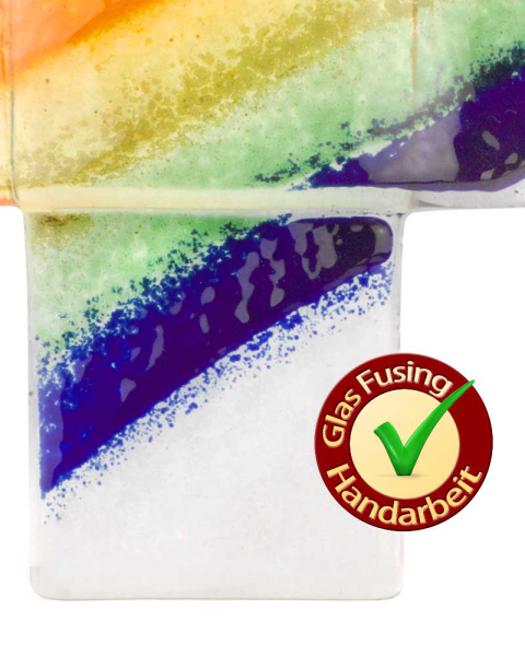 Glaskreuz Regenbogenmotiv 9 x 9 cm x 2,5 cm