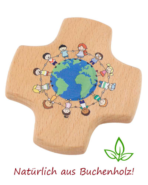 Kommunionkreuz Holz " Kinder der Welt"