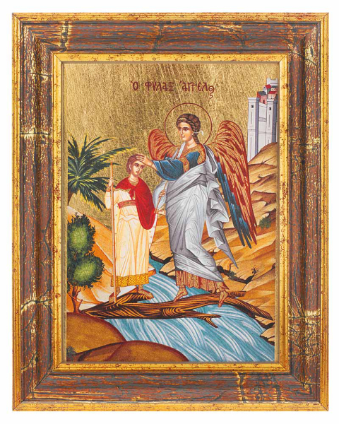 Ikone 13 x 18 cm " Der Schutzengel" Siebdruck