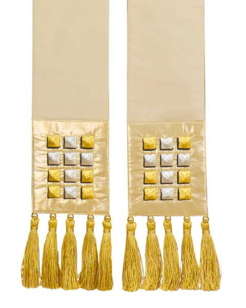 Kasel gold mit Mittelstab und Innenstola 135 cm