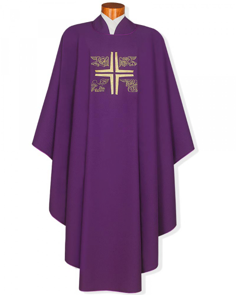Kasel violett  mit gesticktem Symbol 4 Evangelisten