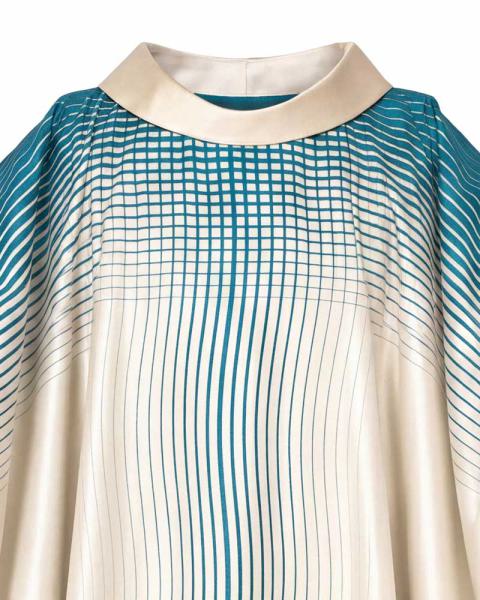 Marienkasel "Fonte" 100% Seide mit blauen Wellen