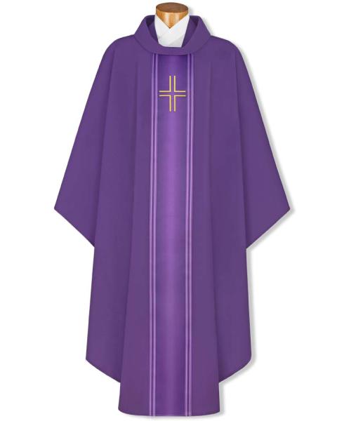 Kasel violett Mittelstab mit Brustkreuz 130 x 145 cm