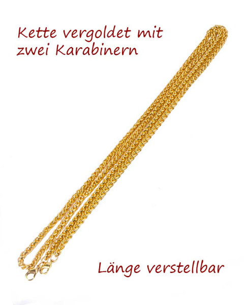 Bischofskreuz 9,1 x 6,7 cm vergoldet mit Kette, im Etui